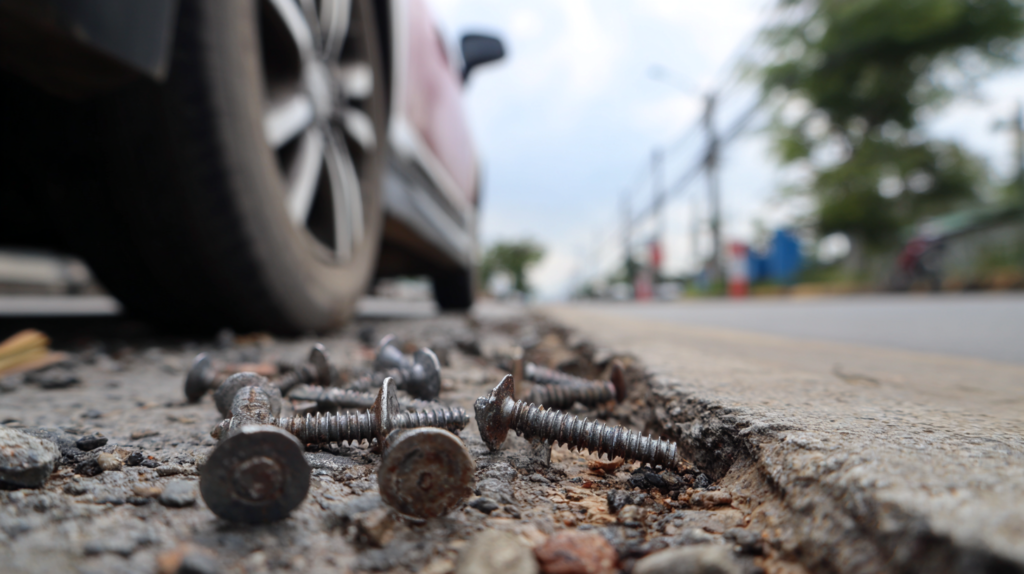 ยางโดนตะปูตำ